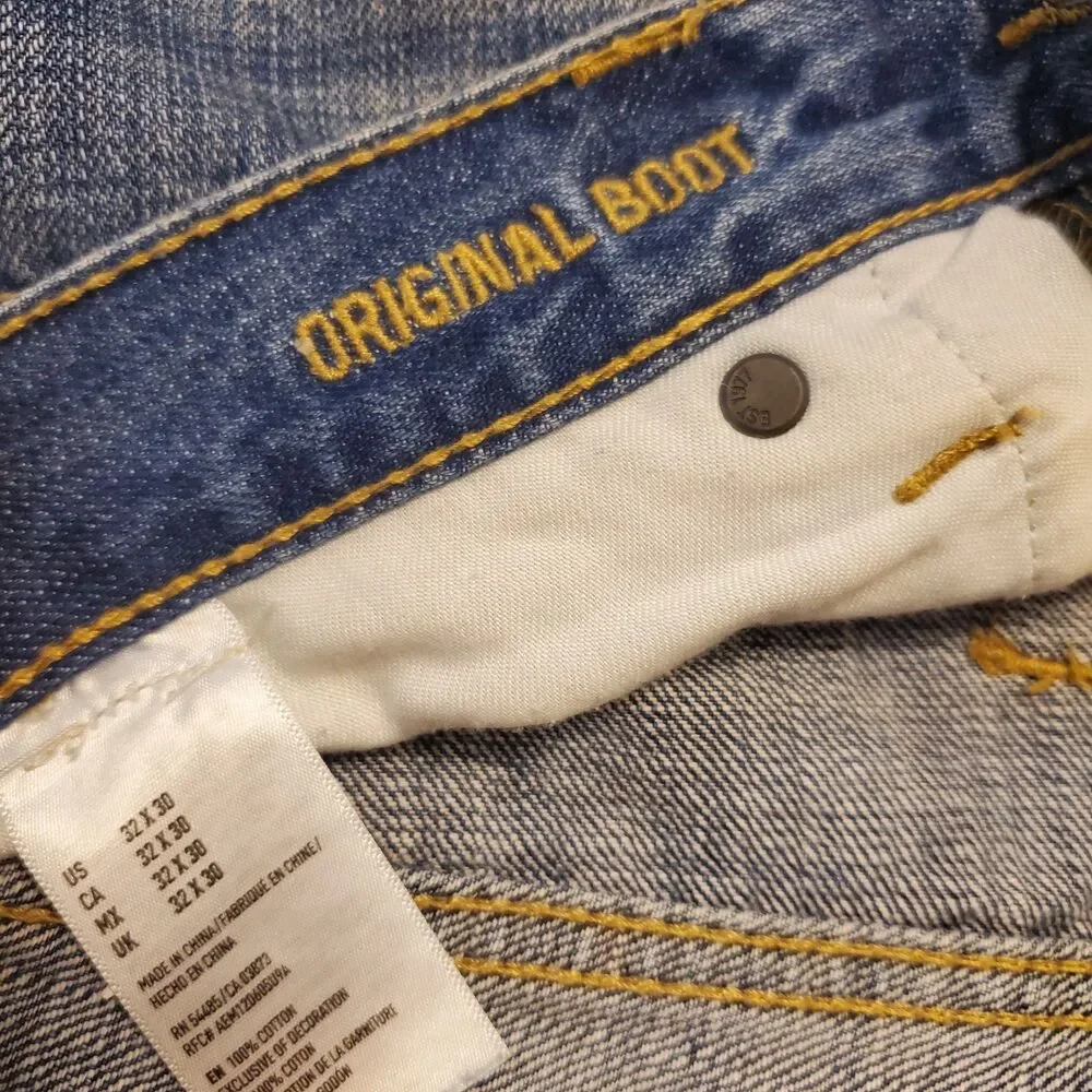 American Eagle Outfitters Original Boot Mens Jeans Distressed Denim Fits 34x30*